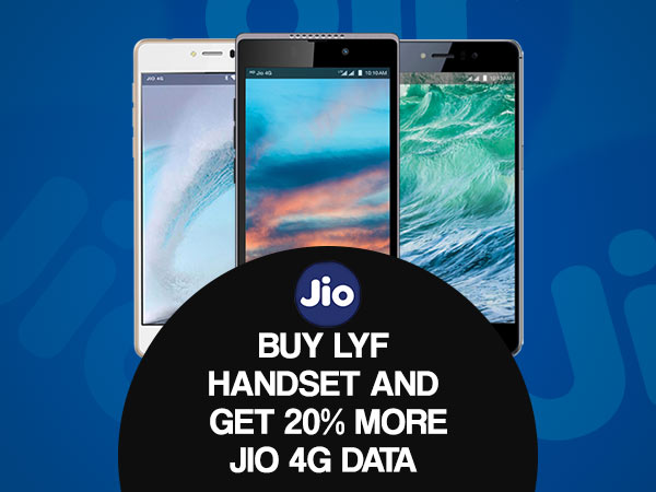 এবার ২০% বেশী JIO Data ও স্পেশাল ডিসকাউন্ট JIO LYF স্মার্টফোনে এবার ২০% বেশী JIO Data ও স্পেশাল ডিসকাউন্ট JIO LYF স্মার্টফোনে