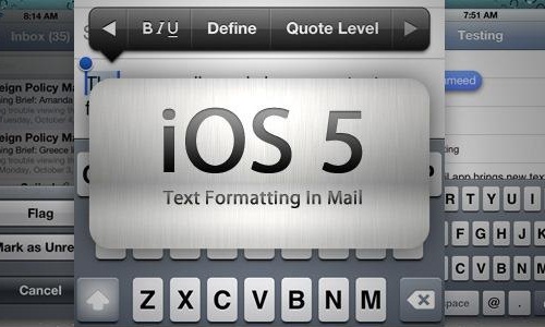 How to use rich text formatting in mail app in iOS 5?