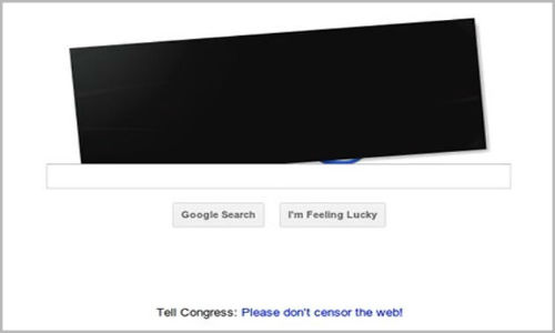 Google's logo censored in the protest