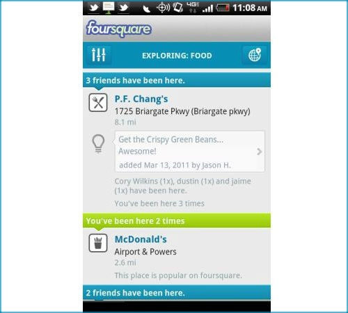 How to use Foursquare explore option to stay informed on new places?