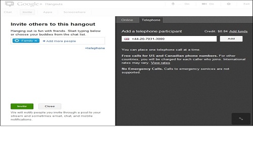 How to make calls from within Google+ Hangouts?