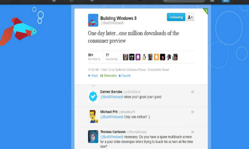 Windows 8 consumer preview downloaded 1 million times on first day