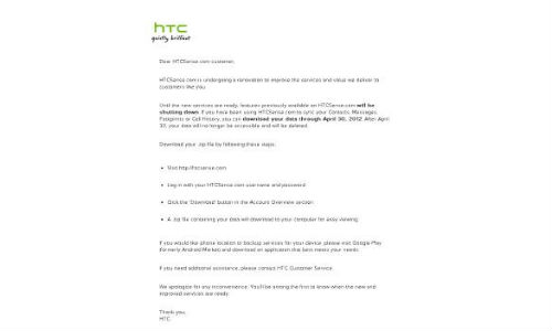 HTC shuts down Sense services temporarily 