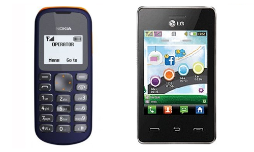 Comparison of Nokia 103 and LG Cookie phones