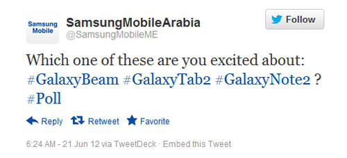 Samsung mentions Samsung Galaxy Note 2 