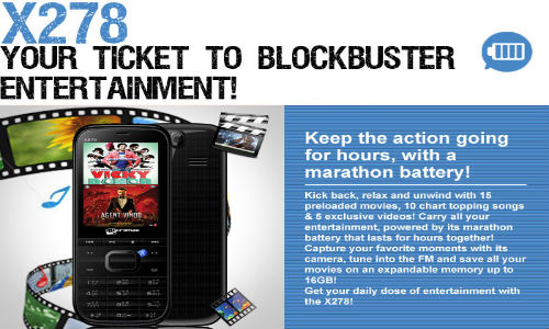 Micromax X278: Dual-SIM Phone With 1,800mAh Li-ion Battery For Rs 2,000