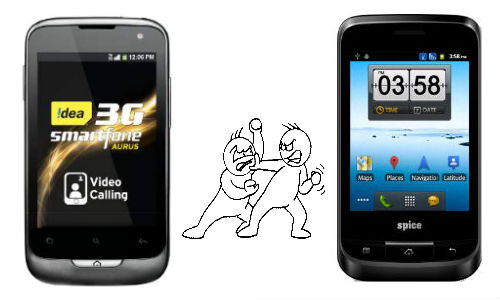 Idea Aurus vs Spice Mi-320: 3G Dual SIM Budget Smartphone Fight
