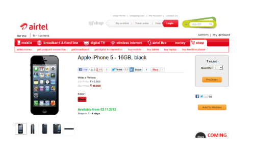 iPhone 5 India Release: Airtel Lists 16GB Black Variant up for Pre Order at Rs 45,500