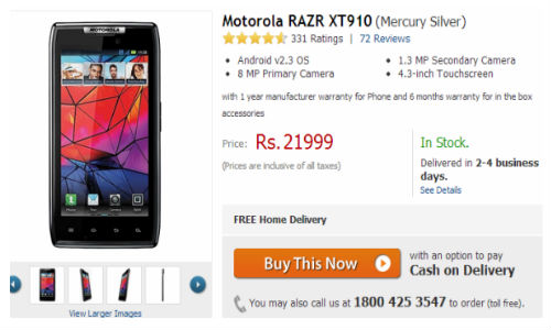 Motorola Razr and Atrix 2 Receive a Price Cut, Available on Flipkart at Rs 21,199 and Rs 17,199