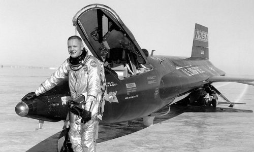 Armstrong, 29, and X-15 #1 after a research flight in 1960.