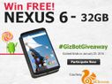 भाग लीजिए GizBot Giveaway प्रतियोगिता में और जीतिए फ्री गूगल नेक्‍सस 6 