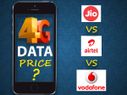 4G ಡಾಟಾ ಬೆಲೆ: ಜಿಯೋ 4G VS ಏರ್‌ಟೆಲ್‌ VS  ವೊಡಾಫೋನ್ VS ಐಡಿಯಾ