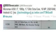 ഒക്റ്റ കോര്‍ പ്രൊസസറുമായി മൈക്രോമാക്‌സിന്റെ A350 സ്മാര്‍ട്‌ഫോണ്‍