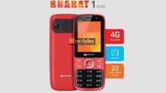 മൈക്രോമാക്‌സ് ഭാരത് 1 (2018) 4ജി ഫീച്ചര്‍ ഫോണ്‍ ഉടന്‍ ഇന്ത്യയില്‍ എത്തും