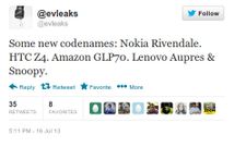 Nokia Rivendale, HTC Z4, Amazon GLP70, Lenovo Aupres And Snoopy: Codenames of Next Gen Handsets Leak