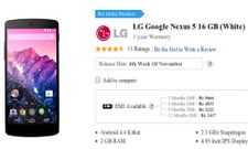 Google Nexus 5 Now On Sale Online in India At Rs 30,198