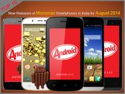 Top 10 New Releases of Micromax Smartphones in India for August 2014