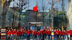 Apple store logos go red around the world for world AIDS day