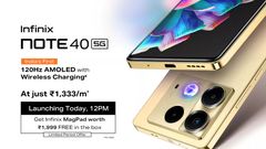 Infinix Note 40 5G with Wireless MagCharge Support Launching in India Today: Full Specs, Expected Pricing