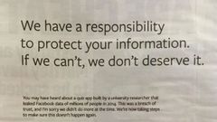 ಕ್ಷಮೆ ಕೋರಿ ಪತ್ರಿಕೆಗಳಲ್ಲಿ ಫೇಸ್‌ಬುಕ್ ಜಾಹಿರಾತು!!..ಮಾರ್ಕ್‌ ಕ್ಷಮೆ ಕೋರಿದ್ದು ಹೀಗೆ!?