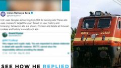 ರೈಲ್ವೆ ಆಪ್‌ನಲ್ಲಿ ಅಶ್ಲೀಲ ಜಾಹಿರಾತು ಬಗ್ಗೆ ಟ್ವಿಟ್ ಮಾಡಿ ಮರ್ಯಾದೆ ಕಳೆದುಕೊಂಡ!