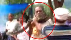 கழுத்தை நெரித்து கொலை செய்ய முயன்ற பாம்பு! வைரலாகும் வீடியோ!