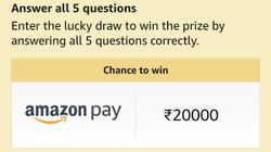 Amazon Quiz Answers For March 30, 2021: Win Rs. 20,000 Amazon Pay Balance