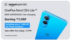 OnePlus Nord CE 4 Lite 5G Sale in India Starts at 12 noon Today via Amazon: Check Price, Specs, Offers OnePlus Nord CE 4 Lite 5G Sale in India Starts at 12 noon Today via Amazon: Check Price, Specs, Offers
