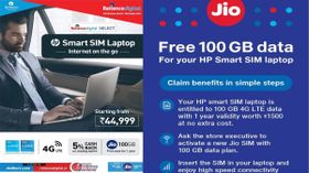 HP- Jio ఆఫర్!! స్మార్ట్ సిమ్ ల్యాప్టాప్తో ఉచితంగా 100GB డేటా... HP- Jio ఆఫర్!! స్మార్ట్ సిమ్ ల్యాప్టాప్తో ఉచితంగా 100GB డేటా...