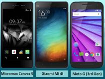 Micromax Canvas 5 vs Xiaomi Mi 4i vs Moto G (3rd Gen): Which One To Buy? Micromax Canvas 5 vs Xiaomi Mi 4i vs Moto G (3rd Gen): Which One To Buy?