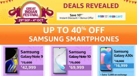 Samsung Smartphones Offers and Discounts During Amazon Great Indian Festival Sale 2019 Samsung Smartphones Offers and Discounts During Amazon Great Indian Festival Sale 2019