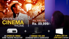 Epson Home Cinema Deal; Projector, Subwoofer, And An 100-inch Screen For Rs. 89,999 Epson Home Cinema Deal; Projector, Subwoofer, And An 100-inch Screen For Rs. 89,999