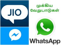 ஜியோசாட், வாட்ஸ்ஆப், பேஸ்புக் மெசன்ஜர் : 6 முக்கிய வேறுபாடுகள்..! ஜியோசாட், வாட்ஸ்ஆப், பேஸ்புக் மெசன்ஜர் : 6 முக்கிய வேறுபாடுகள்..!