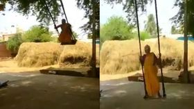 காற்றில் பறந்து - பறந்து விளையாடிய 76 வயது பாட்டி! வைரல் ஆகும் வீடியோ!