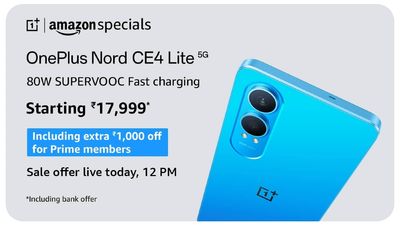 OnePlus Nord CE 4 Lite 5G Sale in India Starts at 12 noon Today via Amazon: Check Price, Specs, Offers