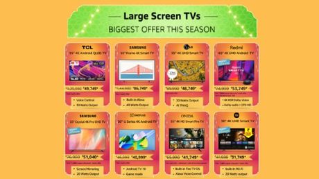 Amazon Great Indian Festival Sale 2021: Up To 60% Discount Offers On Big Screen Smart TVs Amazon Great Indian Festival Sale 2021: Up To 60% Discount Offers On Big Screen Smart TVs