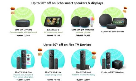 Amazon Great Indian Festival Sale 2021: Discounts On Echo Dot, Echo Show 5, Echo Studio, Kindle, And More Amazon Great Indian Festival Sale 2021: Discounts On Echo Dot, Echo Show 5, Echo Studio, Kindle, And More