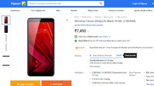 Micromax Canvas Infinity Life listed on Flipkart for Rs. 7,490