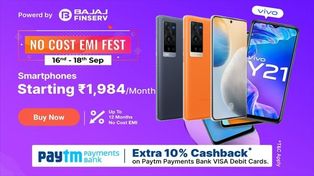 Paytm Mall No Cost EMI Offers On Vivo Smartphones: Vivo X60 Pro, Vivo V21 5, Vivo Y21 And More