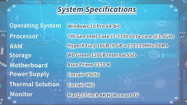 System specifications System specifications