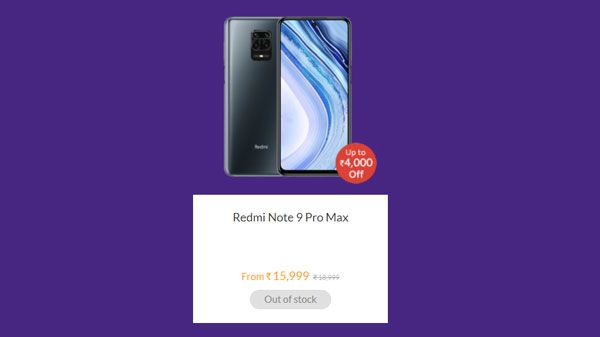 Redmi Note 9 Pro Max (Upto Rs.4,000 Off) Redmi Note 9 Pro Max (Upto Rs.4,000 Off)