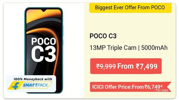 22% Off On Poco C3 22% Off On Poco C3