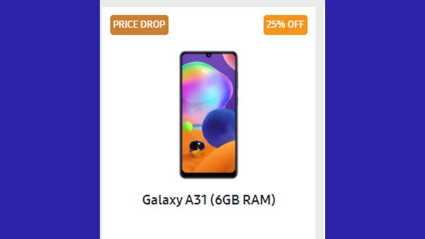 25% Off On Galaxy A31 (6GB RAM) 25% Off On Galaxy A31 (6GB RAM)
