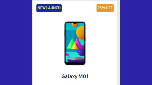 25% Off On Galaxy M01 25% Off On Galaxy M01
