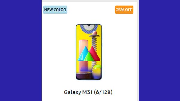 25% Off On Samsung Galaxy M31 25% Off On Samsung Galaxy M31