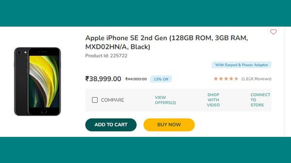 Apple iPhone SE 2nd Gen (128GB ROM, 3GB RAM, MXD02HN/A, Black) Apple iPhone SE 2nd Gen (128GB ROM, 3GB RAM, MXD02HN/A, Black)