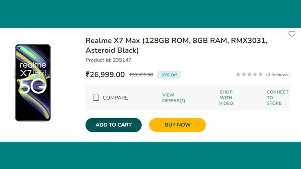 Realme X7 Max (128GB ROM, 8GB RAM, RMX3031, Asteroid Black) Realme X7 Max (128GB ROM, 8GB RAM, RMX3031, Asteroid Black)