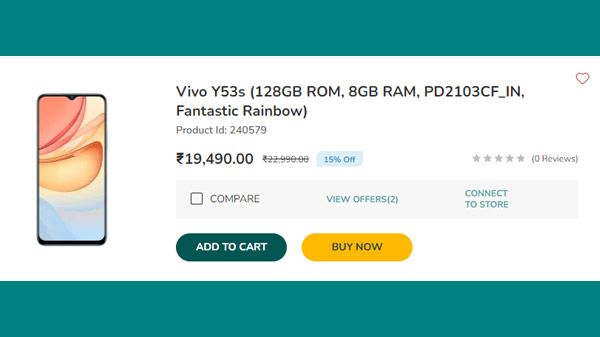 Vivo Y53s (128GB ROM, 8GB RAM, PD2103CF_IN, Fantastic Rainbow) Vivo Y53s (128GB ROM, 8GB RAM, PD2103CF_IN, Fantastic Rainbow)