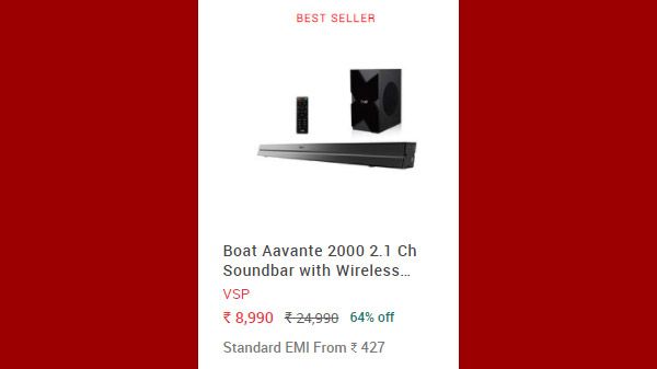 Boat Aavante 2000 2.1 Ch Soundbar with Wireless Subwoofer Boat Aavante 2000 2.1 Ch Soundbar with Wireless Subwoofer