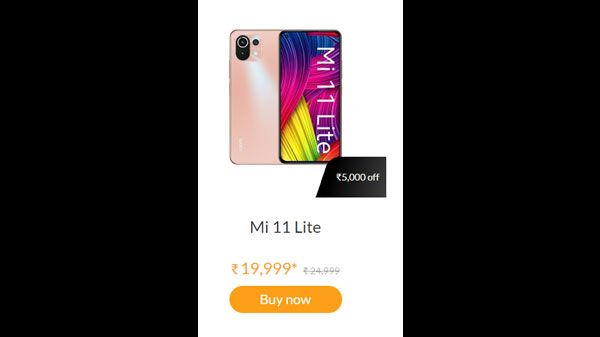 Rs. 5,000 off Mi 11 Lite Rs. 5,000 off Mi 11 Lite